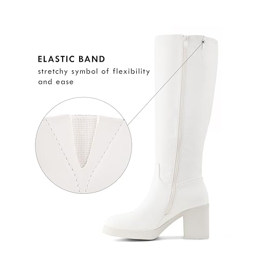 Image of Shoe'N Tale Platform Knee High Boots for Women Block Chunky Heel Round Toe Side Zipper Tall Boots