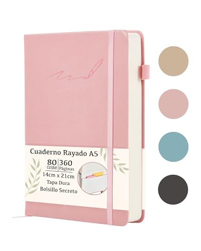 Soul Projekt Libreta Rosa, Cuaderno A5 Hojas Blancas, 360 Página Diario Personal, Bullet Journaling Notebook A5, Regalo de san Valentín para Mujer, Cuaderno A5 Tapa Dura