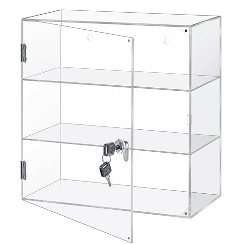 Barydat Acrylic Display Case with Lock Key Countertop Display Case