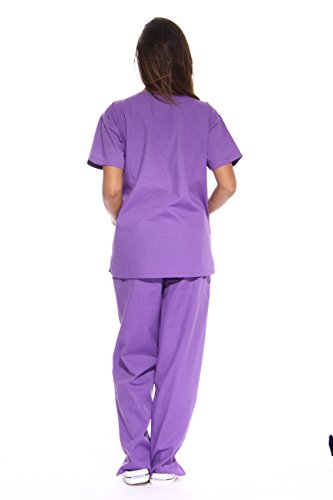 Image of Just Love Women's Medical Scrubs Set, 6-Pocket V-Neck Top & Cargo Pants, Cotton Blend Nursing Uniform