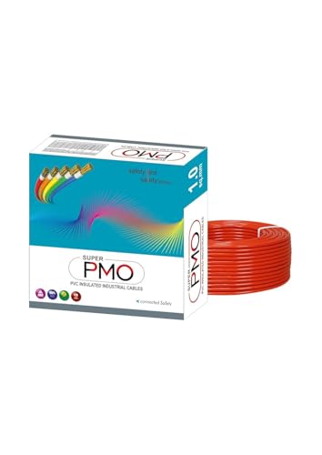 Image of Super PMO PVC Insulated Copper Wire, 90 m, Single Core Flexible Cable for Domestic and Industrial Use (RED, 1.00 SQ MM)
