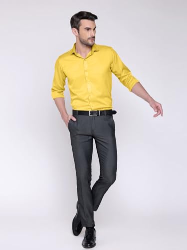 Image of IndoPrimo Men's Satin Shirt with Spread Collar Neck Line Solid Pattern Full Sleeves Regular Fit Western Style and Standard Length