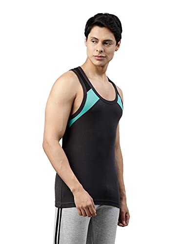Image of Dixcy Scott Originals Men 100% Combed Cotton Racerback Color Block On Shoulder Gym Vest (Pack of 2)