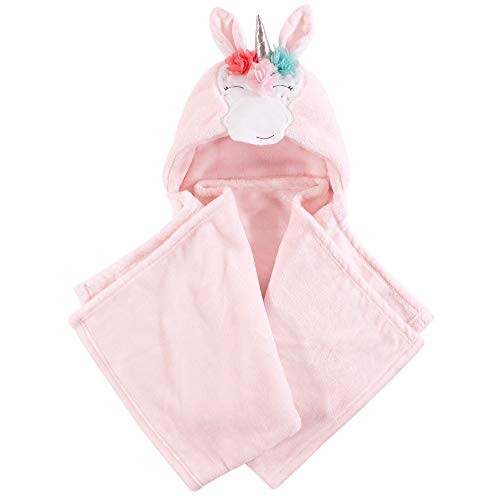 Image of Hudson Baby Unisex Baby and Toddler Hooded Animal Face Plush Blanket, Whimsical Unicorn, One Size