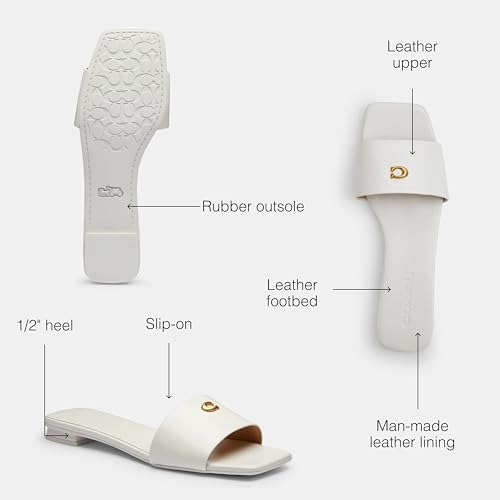 Coach Women's Sculpted C Flat Sandal Platform, Charcoal/Black, 103