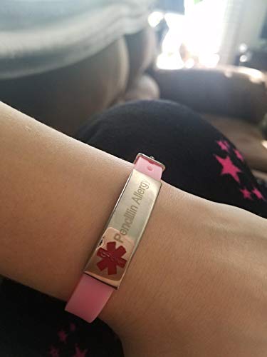 Sunling Custom Adjustable Silicon Medical Alert Allergy Awareness Bracelet For Women Men Kids,Free Engraving Emergency Id Bangle For Son,Daughter,Parents #TOP5