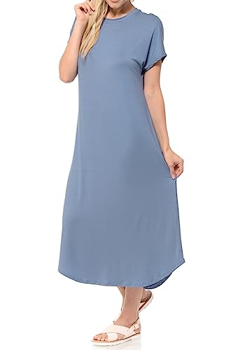 Image of iconic luxe Women's A Line Short Sleeve T Shirt Midi Dress Summer Casual