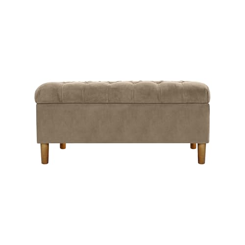 Image of HomePop 40 inch Ainsley Button Tufted Storage Bench - Fawn Velvet