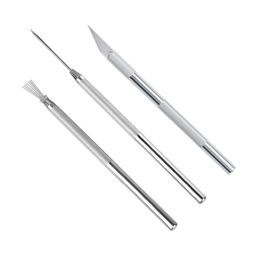 3 in 1 Clay Needle Tools Sculpting Ceramics Pottery Carving Tools for Model Clay Supplies, Ceramic & Pottery Tools Includes Sculpture Feather Pin Carving Knife Needle Texture Tools, LXLVOUEG