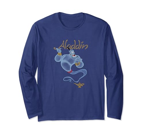T-shirt Disney Aladdin Génie au motif vintage bleu et noir