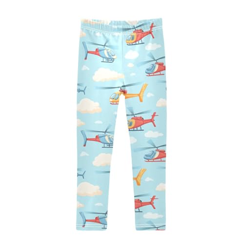 Helicopters Girls Leggings,Workout Leggings for Girls Toddler Athletic Legging Size for 3-10T