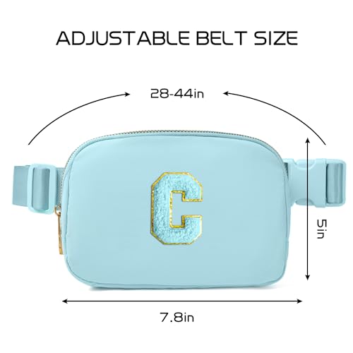 Image of Gitus Gifts for 8 9 10 11 12 Year Old Girls Belt Bag Fanny Pack Crossbody Bags with Initial Letter Patch Cute Stuff Birthday Gifts for Teen Girls Women Personalized Trend Stuff (Icing Blue-C)