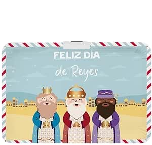 ROCKING GIFTS Set de 2 Bandeja de Cartón para Reyes Magos de Navidad, Accesorio para Fiesta, 25x34 cm