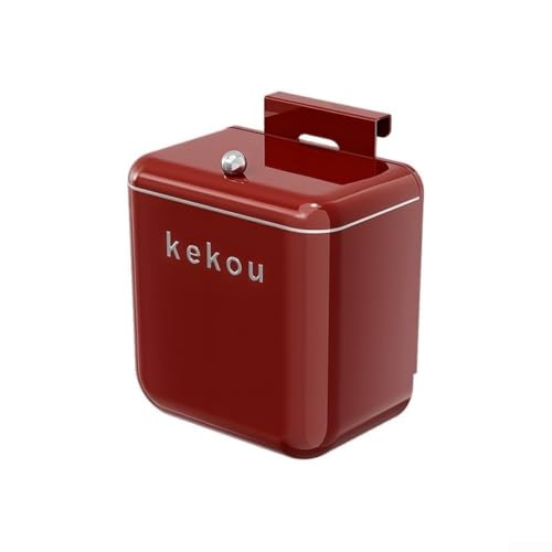 QuivyLivy Cubo de basura de cocina verde retro, cubo de basura montado en la pared de 5 litros con tapa abatible de doble dirección, anillo de almacenamiento integrado, instalación de armario que