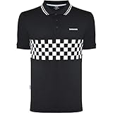 Lambretta Herren-Poloshirt, zweifarbig, kariert, Schwarz, Schwarz , XXL
