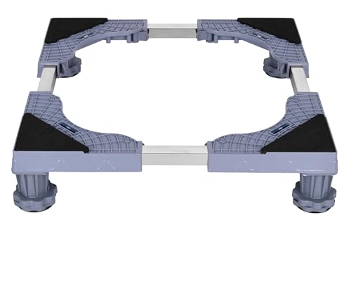Mini Fridge Stand Adjustable Furniture Mover Mobile Roller Multi-Functional Base for Washing Machine, Dryer, Refrigerator, Laundry Pedestal 4 Strong Feet (4 Feet Grey)