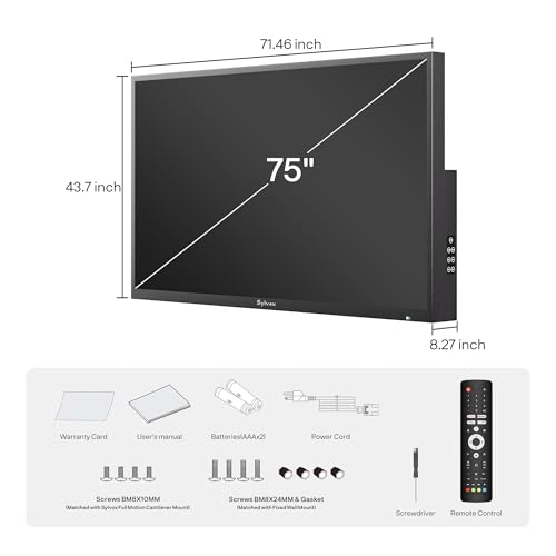 Image of SYLVOX 75 inch QLED Outdoor TV, 4K Anti-Glare Screen, Dolby Atmos, Google TV