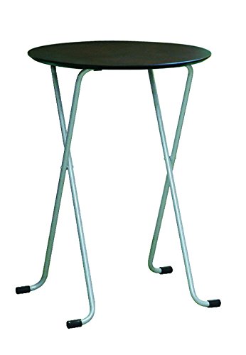 ハイテーブル 丸W-83TADダークブラウン/シルバー