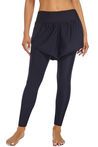 Seagoo Women's Swim Short with Long Legging Modest Swimming Board Shorts Sun Protection High Waisted Boy Shorts Black
