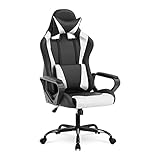 Reclining Racing Style Adjustable Ergonomic Gaming Chair Office Chair Computer Chair Lumbar Support and Headrest 360-Degree Swivel Leather Chairs for Adults Men Women Teens（White）