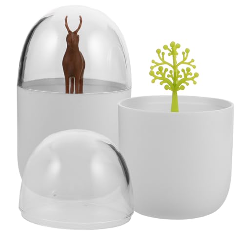 Hemoton 2 Pcs Deer Toothpick Holder, Empty Four Season Plant Toothpick Dispenser/Animal Cotton Swab Box, Unique Home Design Decoration for Christmas( Tree + Elk