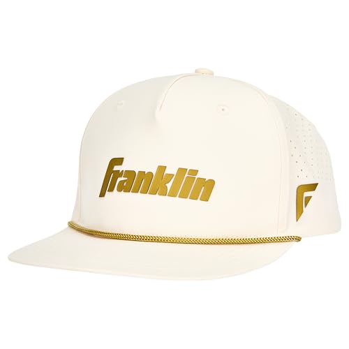 Franklin Sports Snapback Baseball Hat - Baseball + Softball Caps for Men + Women - 5-Panel Adult Performance Sports Hat - Cool + Comfortable Hat for Athletes - Vanilla/Gold - Adult One Size Fits All