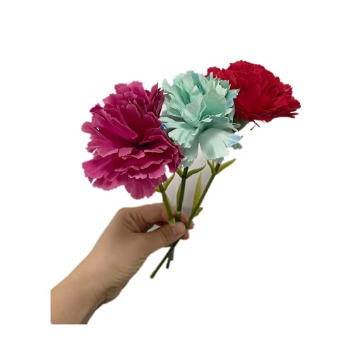 11 Inch Bouquets 10 Stem Carnations,Outdoor Uv Resistant No Fade Artificial Flower,Mini Carnation Silk Petals Fake Flowers Forever Plants For Photo Props Home Party And Wedding Decor (Red-10) #TOP2