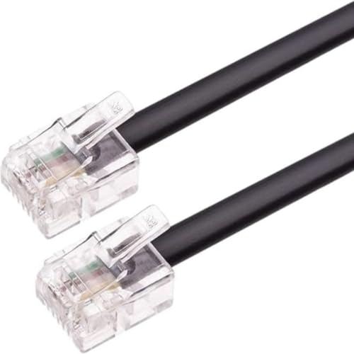 High-Speed RJ11 to RJ11 Cable (2m) - Perfect for DSL Modems, Routers, Microfilter and Telephone Extensions - Broadband Modem RJ-11 and ADSL Landline Cable with Gold Plated Contact Pins