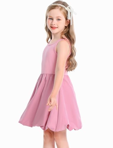 Toddler Girls Sleeveless Stretchy Knit Princess Elegant Bloom Casual Summer Dress for Special Occasions2