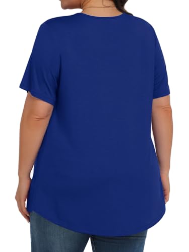 Image of Tencede Womens Plus Size Tops Tunic Short Sleeve Crew Neck Shirts Casual Soft Blouse 1X-5X
