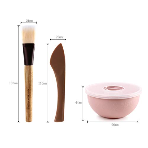 PIXNOR Face Pack Tigela Tigela Escova Colheres de Medição Mulheres Senhoras Casa Diy Suprimentos Ros