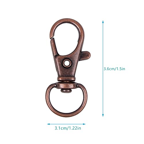 Image of 120PCS Premium Swivel Lanyard Snap Hook with Key Rings, Metal Keychain Hooks for Jewelry Making, Crafts (red Bronze)
