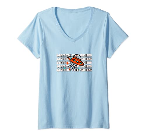 Femme UFO Sightings Watch The Skies T-Shirt avec Col en V