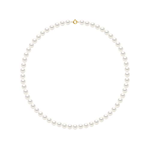 Collier perles de culture d'eau douce rondes AAA+ bijou femme or blanc jaune