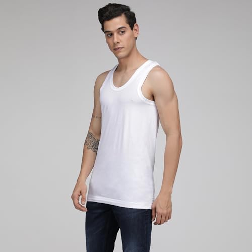 Image of sporto Macho Men's Cotton Solid Vest Pack of 4