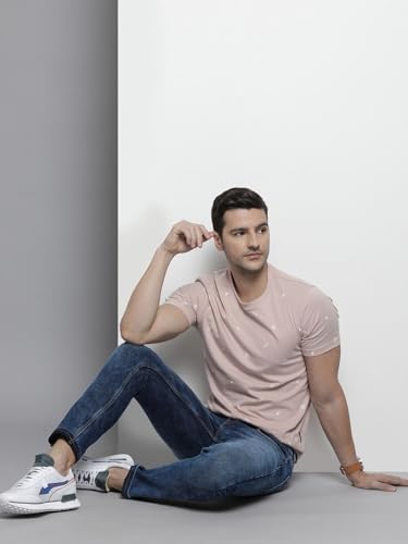 Image of The Indian Garage Co Men Slim Fit Paint Splash Mid-Rise Stretchable Jeans