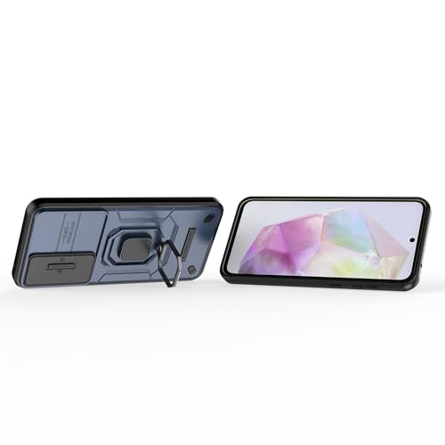 Image of Thermoplastic Polyurethane Camshield Pro Case With Slide Camera Protection And Ring Stand Bumper Back Case Cover For Samsung Galaxy A35 5G (Blue)