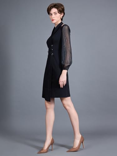Image of Miss Chase Women's Sleeveless Collared Bodycon Above-Knee Polyester Dress