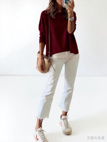 Image of Womens Striped Lightweight Cotton Sweaters Long Sleeve Crew Neck Color Block Casual Knitted Pullover Tops