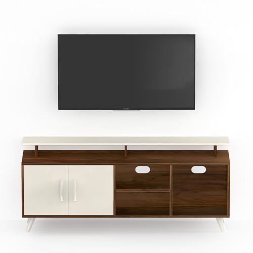 BLUEWUD Skiddo Engineered Wood TV Entertainment Unit Set Top Box Stand/TV Cabinet with Shelves for Books & Décor Display Unit Bed Living Room Upto 55 Inches - DIY (Brown Maple & White) 9 31SVloqMAnL