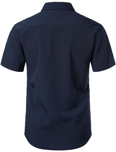 Men's Stretch Wrinkle Free Short Sleeve Texture Shirt Lightweight Summer Button Down Shirts for Beach Vacation3