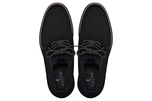 CALTO Men's Invisible Height Increasing Elevator Shoes - Noir Black Lightweight Lace-up Casual Derby - 3.2 Inches Taller - J1502 - Size 8 D(M) US4