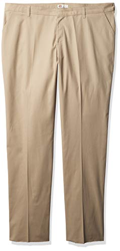 Dickies Women's Plus-Size Wrinkle Resistant Flat Front Twill Pant with Stain Finish, Desert Sand, 18W Unhemmed
