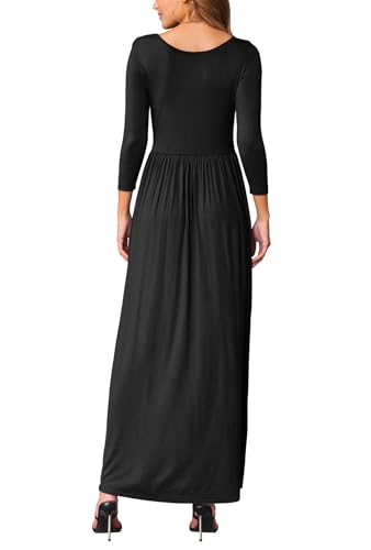 Image of EUOVMY Women's Long Sleeve Loose Maxi Dresses Casual Long Dresses with Pockets