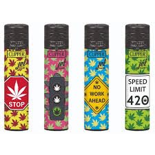 CLIPPER LIGHTERS - SET OF 4 (Leaf Signs (Electronic Jet Flame))