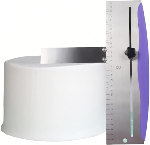 Cake Scraper Smoother 12 Inch/30cm Stainless Steel Adjustable Cake Edge Smoother Cake Bench Scraper Decorating Tools for Icing Frosting Cream Edge, Kitchen Spatula with Scale for Cream Icing Smoother