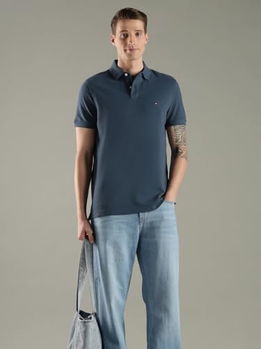 Image of Tommy Hilfiger Solid Regular fit Cotton Polo t-Shirt