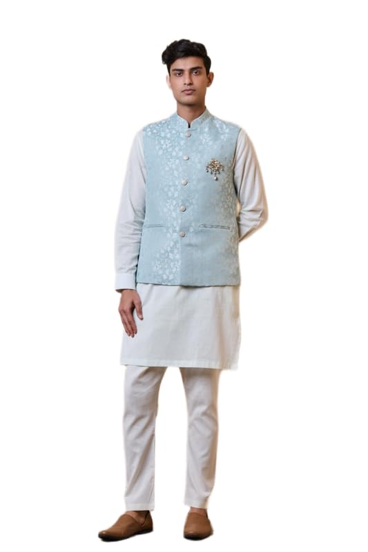 tasva Light Green Jacquard Single Bundi | Ethnic WEAR | Light Green-picture-33