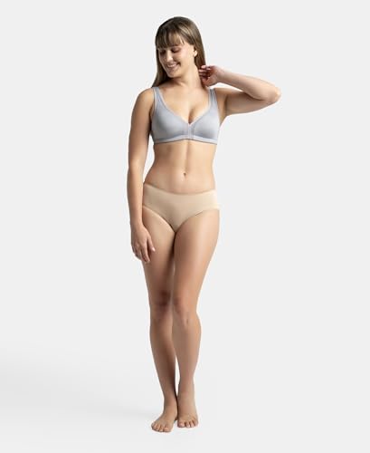 Image of Jockey 1820 Women Wirefree Non Padded Soft Touch Microfiber Elastane Stretch Full Coverage Everyday Bra with Stylised Mesh Panel