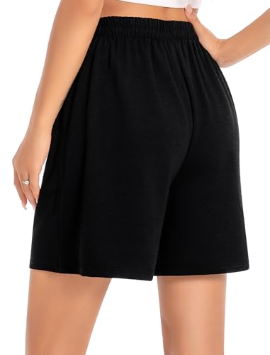 Women's Lounge Athletic Shorts with Pockets, 6.1" Sweat Shorts Women, Summer Casual Elastic Walking Running Shorts2